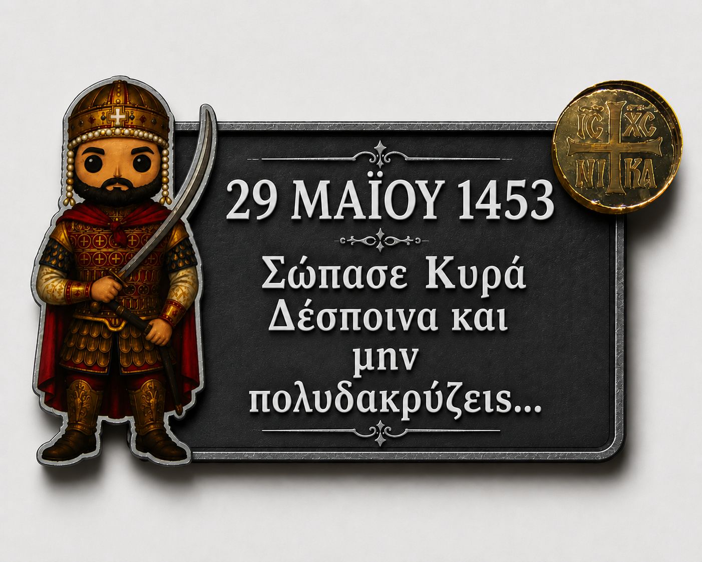Μαγνητάκι Παλαιολόγος 1453 – «Σώπασε Κυρά Δέσποινα» Βυζαντινό Souvenir